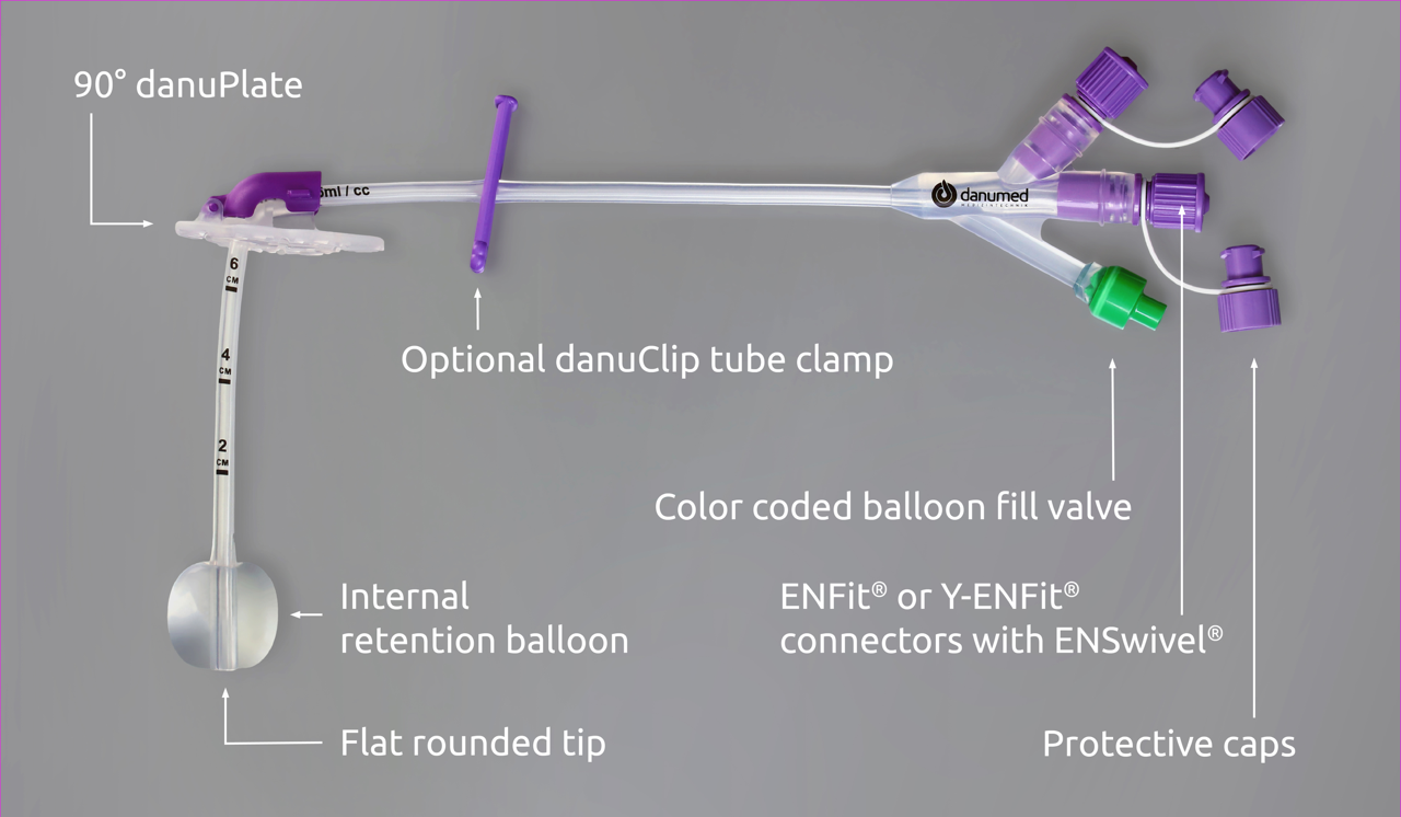danumed® GastroTube- Gastrostomy Feeding Tube with Retention Balloon - Box of 1